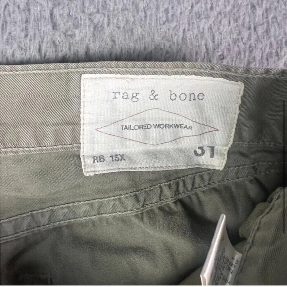 Rag & Bone Pants Mens 31x34 Khaki Brown RB 15X Slim Straight Tailored Workwear - Picture 3 of 8
